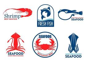 Symbole für Meeresfrüchte und Fischprodukte vektor