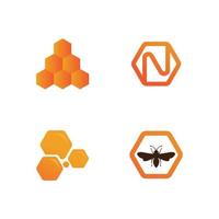 Honig und Biene Symbol Logo Vektor Tierdesign und Illustration
