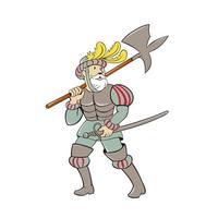 spanska conquistador yxa svärd tecknad serie vektor