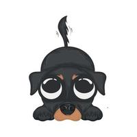 isolierte niedliche schwarze hundezeichentrickfigur vektorillustration vektor