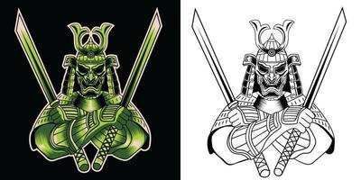 samurai ninja monster maskottchen esport logo design illustrationen vektorvorlage, teufel ninja logo für team game streamer banner zwietracht, vollfarbiger cartoon-stil vektor