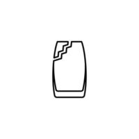 Zerbrochener Vibe-Kühler oder Bierglas-Symbol auf weißem Hintergrund. Einfach, Linie, Silhouette und sauberer Stil. Schwarz und weiß. geeignet für symbol, zeichen, symbol oder logo vektor