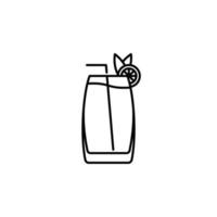 Vibe-Kühler oder Bierglas-Symbol mit Strohhalm und Zitronenscheibe auf weißem Hintergrund. Einfach, Linie, Silhouette und sauberer Stil. Schwarz und weiß. geeignet für symbol, zeichen, symbol oder logo vektor