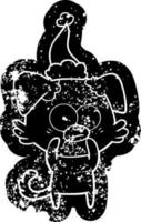 nervös hund tecknad serie bedrövad ikon av en bär santa hatt vektor
