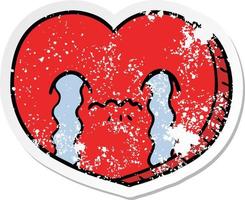 bedrövad klistermärke av en tecknad serie gråt kärlek hjärta vektor