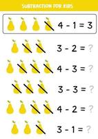 Subtraktion mit gelber Birne. Mathe-Lernspiel für Kinder. vektor