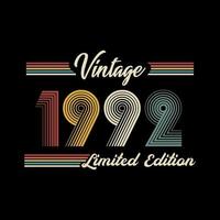 1992 Vintage Retro-T-Shirt-Designvektor in limitierter Auflage vektor