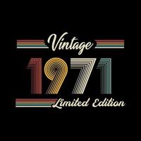 1971 Vintage Retro-T-Shirt-Designvektor in limitierter Auflage vektor