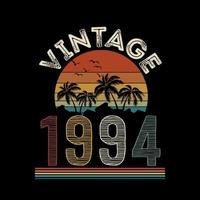 1994 Vintage Retro-T-Shirt-Design, Vektor, schwarzer Hintergrund vektor