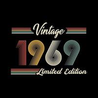 1969 Vintage Retro-T-Shirt-Designvektor in limitierter Auflage vektor