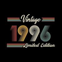 1996 Vintage Retro-T-Shirt-Designvektor in limitierter Auflage vektor