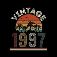 1997 Vintage Retro-T-Shirt-Design, Vektor, schwarzer Hintergrund vektor