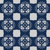 mörk blå sömlös mönster med stam- form. mönster designad i ikat, aztek, marockanska, thai, lyx arabicum stil. idealisk för tyg plagg, keramik, tapet. vektor illustration.