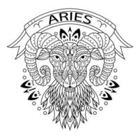 aries zodiak linje konst vektor