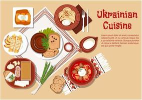 traditionell ukrainska kök maträtter uppsättning vektor