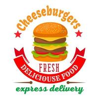 Cheeseburger rundes Symbol für Fast-Food-Café-Design vektor