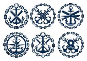 Marine- und nautische Embleme, Ikonen vektor