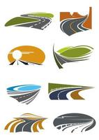 straßenlandschaftssymbole für transportdesign vektor