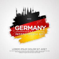 grußkarte zum tag der deutschen einheit, mit grunge- und splash-effekt auf der flagge als symbol der unabhängigkeit vektor