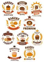 bageri och bakverk märken eller emblem vektor