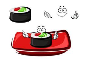 tecknad serie sushi rulla med rökt lax och ris vektor