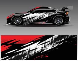 bil wrap design vektor. grafisk abstrakt stripe racing bakgrund kit designs för wrap fordon racer bil rally äventyr och livery vektor