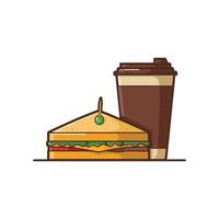 Illustration von Sandwich und einer Tasse Kaffee - Vektorillustrationsdesign - Lebensmittellogo vektor