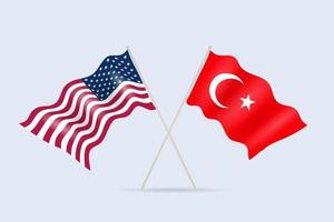 Flagge der USA und der Türkei zusammen. ein Symbol der Freundschaft und Zusammenarbeit der Staaten. Vektor-Illustration. vektor