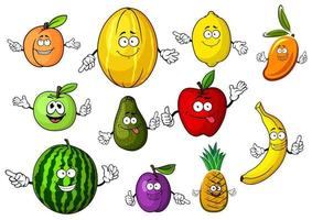 lustiger garten der karikatur und tropische früchte vektor