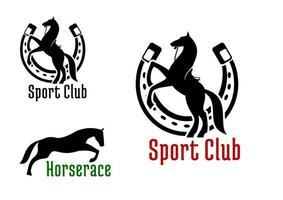 Reiterverein oder Pferderennsport-Symbole vektor