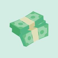 isometrisk pengar dollar kontanter platt vektor illustration. dollar sedlar illustration. grön papper räkningen. flyga tecknad serie pengar isolerat på blå bakgrund. lämplig för finansiera och företag