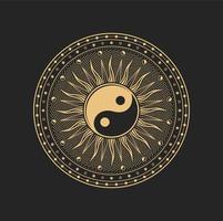 okkultes esoterisches symbol, buddhismus yin yang sonnenzeichen vektor