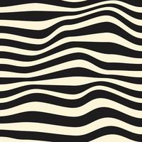 vågig Ränder bakgrund. abstrakt geometrisk svartvit textur. svart vågig förvrängd Ränder på en beige bakgrund. vektor illustration