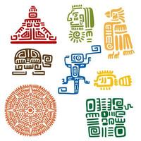 gammal mayan och aztec totems eller tecken vektor