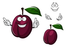 Cartoon-Pflaumenfrucht mit lila Schale vektor