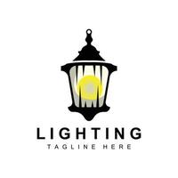 Laternenlampenlogodesign, Lebensbeleuchtungsvektor, Lampenlogoillustration, Produktmarke vektor