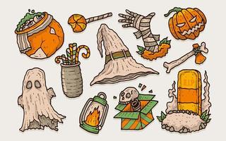 Sammlung von Halloween-Tag-Cartoon-Elementen vektor