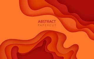 abstrakte farbenfrohe orangefarbene dynamische wellenförmige Schichten Hintergrund im Papercut-Stil. eps10-Vektor vektor