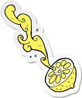 klistermärke av en tecknad sprutande citron vektor
