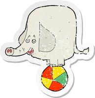 retro bedrövad klistermärke av en tecknad serie cirkus elefant vektor