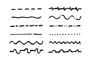 uppsättning av konstnärlig linje använder sig av penna borstar. hand dragen grunge slag. linje vektor illustration
