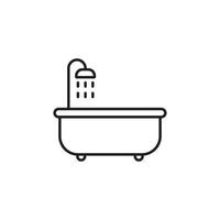 eps10 schwarze Vektorbadewanne mit Kunstsymbol der Duschlinie isoliert auf weißem Hintergrund. Konturumrisssymbol in einem einfachen, flachen, trendigen, modernen Stil für Ihr Website-Design, Logo und mobile Anwendung vektor