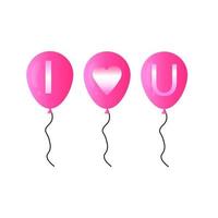 rosa ballong uttrycker tillgivenhet jag kärlek du till någon. romantisk bröllop hälsning kort. vektor