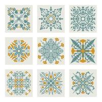 marokkanische Blumenfliesen, Vektorfliesenmuster, lissabonisches Blumenmosaik, mediterrane nahtlose marineblaue Verzierung. geometrische abstrakte kunst arabeske mosaik vektor