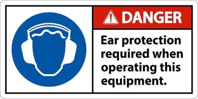 Gefahr Gehörschutz erforderlich Schild auf weißem Hintergrund vektor