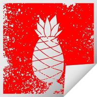 knäppa bedrövad fyrkant peeling klistermärke symbol ananas vektor