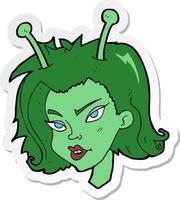 Aufkleber einer Cartoon-Alien-Frau vektor