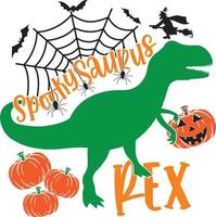 gruseliger Saurus Rex-Kürbis, Halloween-LKW, fröhliches Halloween, Vektorillustrationsdatei vektor