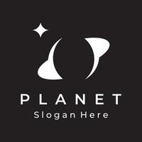 Space Planet Template Logo Vektordesign umgeben von Ringen oder Umlaufbahnen. für Poster, Visitenkarten, Weltraumwissenschaft. vektor