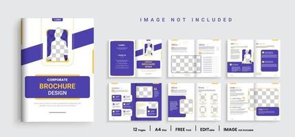 broschyr kreativ design. multipurpose mall med omslag, tillbaka och inuti sidor. trendig minimalistisk platt geometrisk design. vertikal a4 formatera. vektor